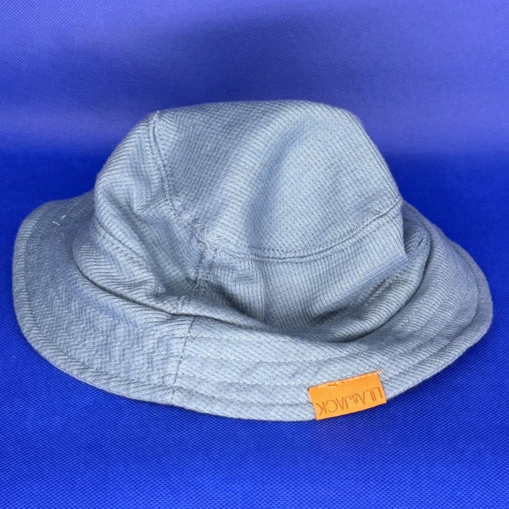 Lila & Jack Blue/Gray Waffle Knit Bucket Hat Baby Toddler 18-24M Sun Travel Chin